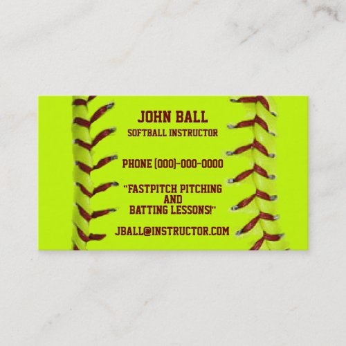 Fastpitch Softball Instructor Business Card