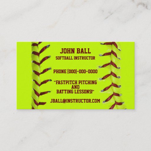 Customizable Fastpitch Softball Instructor Business Card