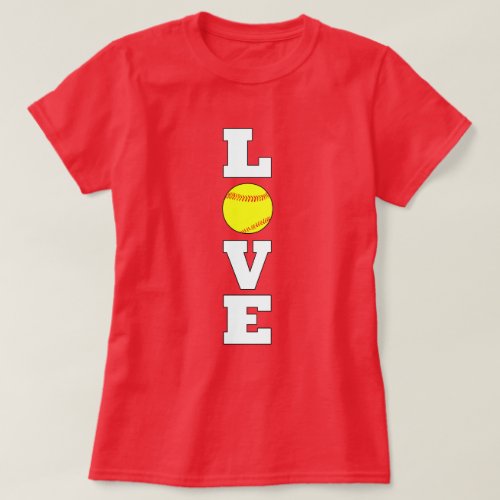 Fastpitch Softball LOVE Custom Jersey Number T_Shirt