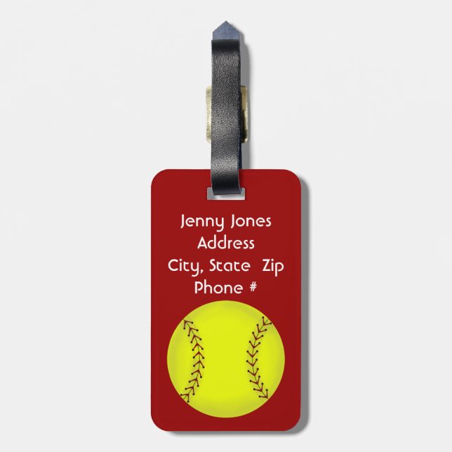 Fastpitch Softball Luggage Tag (Back Vertical)