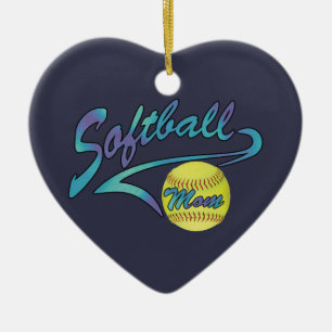 Fastpitch Softball Mom Athletic Tail Ceramic Ornament