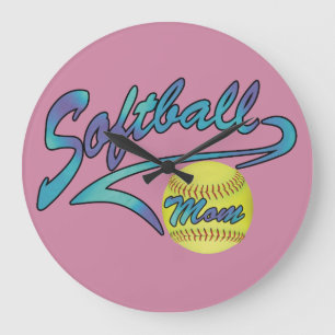 Fastpitch Softball Mom Athletic Tail Large Clock