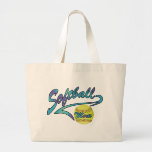 Fastpitch Softball Mom Athletic Tail Large Tote Bag