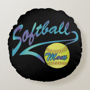 Fastpitch Softball Mom Athletic Tail Round Pillow