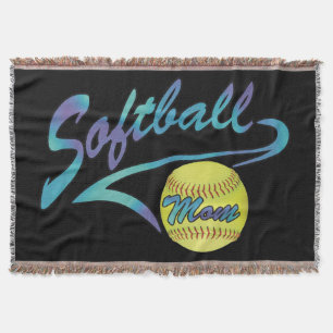 Fastpitch Softball Mom Athletic Tail Throw Blanket
