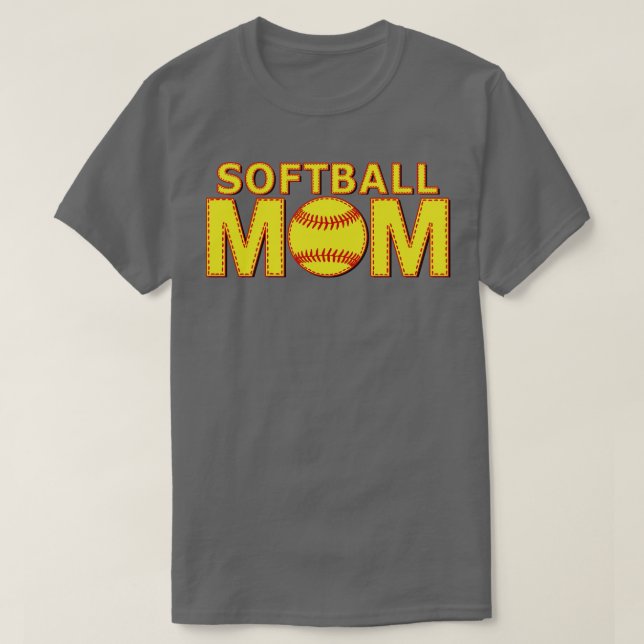 Fastpitch Softball Mom Yellow Ball Laces 1 T-Shirt (Design Front)