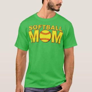 Fastpitch Softball Mom Yellow Ball Laces Stitch T-Shirt