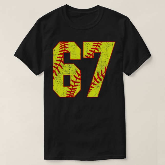 Fastpitch Softball Number 67 67 Softball  Jersey U T-Shirt (Design Front)