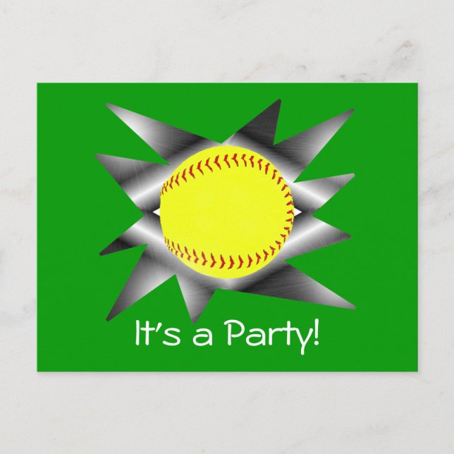 Fastpitch Softball Party Invitation Postcard (Front)