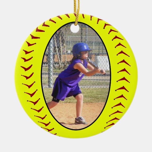 Fastpitch Softball Photo Ornament (Front)
