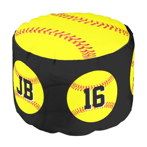 Fastpitch Softball Player Custom Letters  Number Pouf
