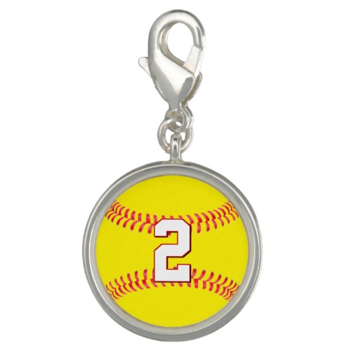 Fastpitch Softball Player Custom Number  Initials Charm