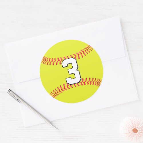 Fastpitch Softball Player Custom Number or Letters Classic Round Sticker