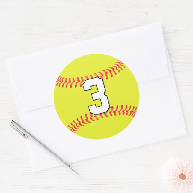 Fastpitch Softball Player Custom Number or Letters Classic Round Sticker (Envelope)