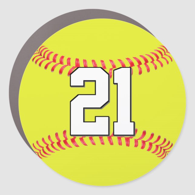 Fastpitch Softball Player Custom Number or Text Car Magnet (Front)