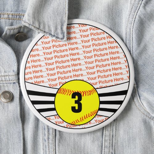 Fastpitch Softball Player Custom Photo and Number Button