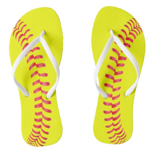 Fastpitch Softball Player Fun Sports Womens Flip Flops