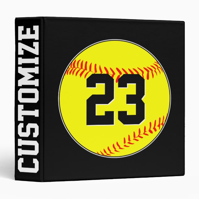 Fastpitch Softball Player Number & Team Name Coach 3 Ring Binder (Front/Spine)