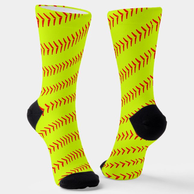 Fastpitch Softball Player Red Laces Spiral Sports Socks (Angled)