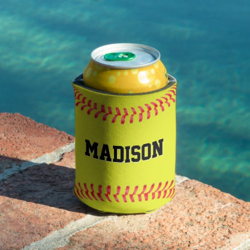 Fastpitch Softball Player  Team Name Personalized Can Cooler
