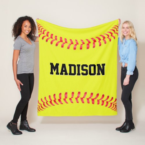 Fastpitch Softball Player  Team Name Personalized Fleece Blanket
