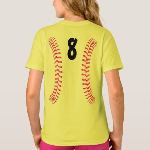 Fastpitch Softball Seams with Player Jersey Number T_Shirt