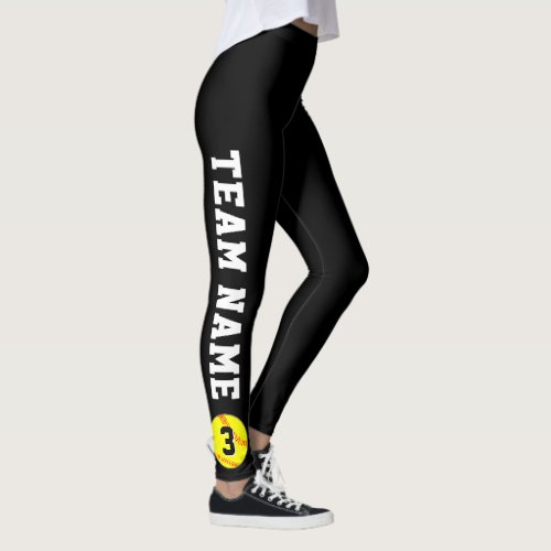  Fastpitch Softball Team Name and Player Number Leggings