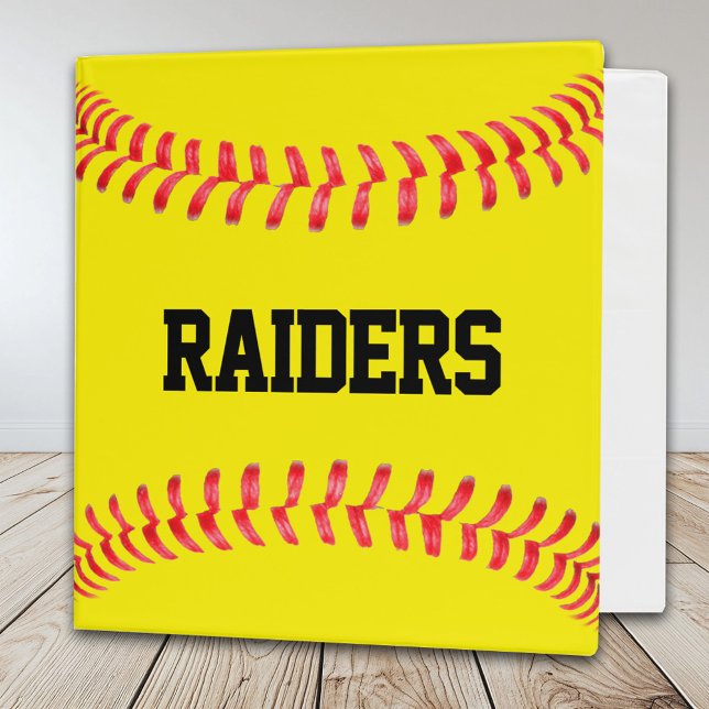 Fastpitch Softball Team Name or Player Name Custom 3 Ring Binder (Custom softball three-ring binder with personalized team name, player name or text.)