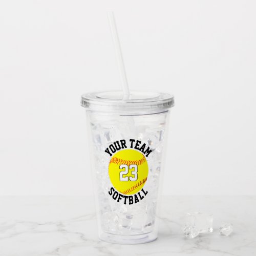 Fastpitch Softball Team Name  Player Number Sport Acrylic Tumbler