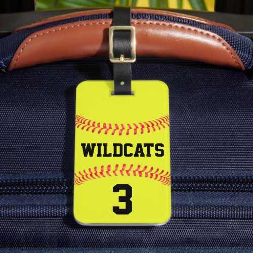 Fastpitch Softball Team Name  Player Number Sport Luggage Tag