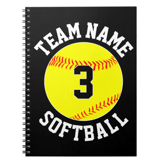 Fastpitch Softball Team Name & Player Number Sport Notebook Zazzle