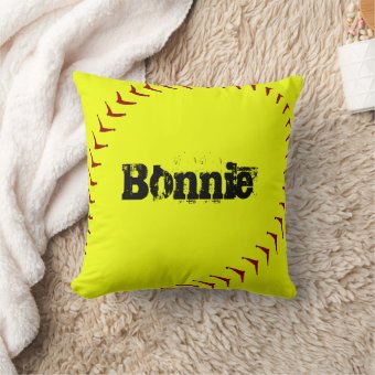 Personalized Softball Splatter Paint Throw Pillow Cover - 17x17 Inches, Soft Polyester (Pillow NOT Included)