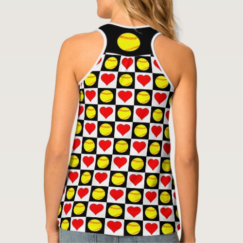 Fastpitch Softballs and Hearts Softball Player Tank Top