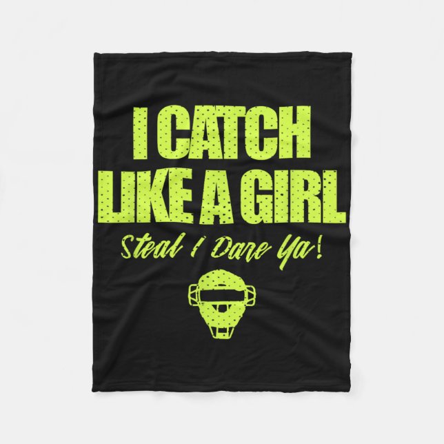 Fastpitch Softll Funny Catcher  Fleece Blanket (Front)