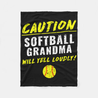 Fastpitch Softll Grandma Funny  Fleece Blanket