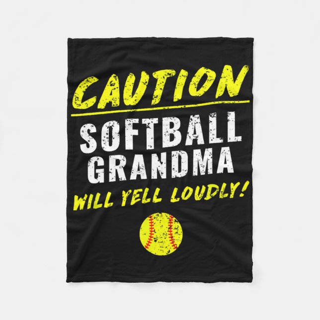 Fastpitch Softll Grandma Funny  Fleece Blanket (Front)