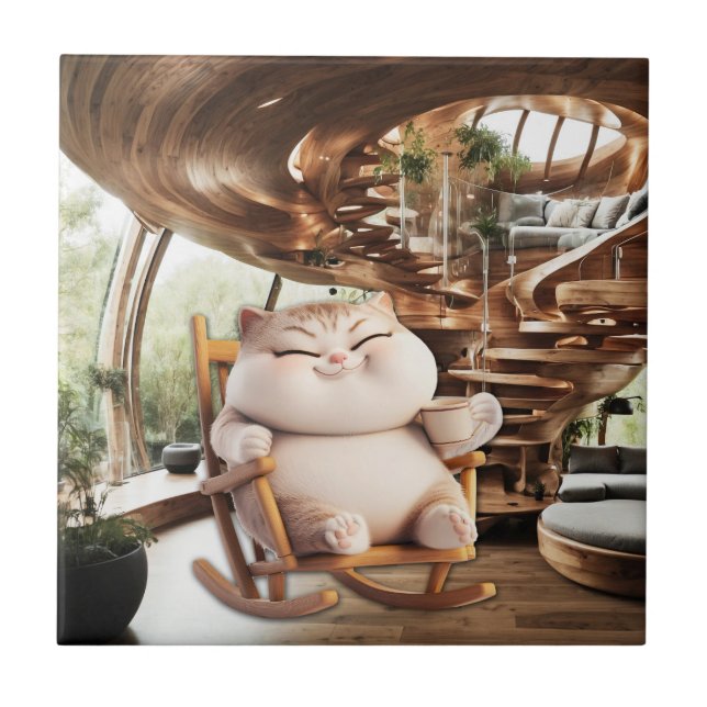 Fat And Sassy Coffee Time Ceramic Tile (Front)