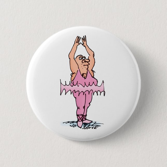 Fat Ballet Dancer in PInk Tutu Button (Front)