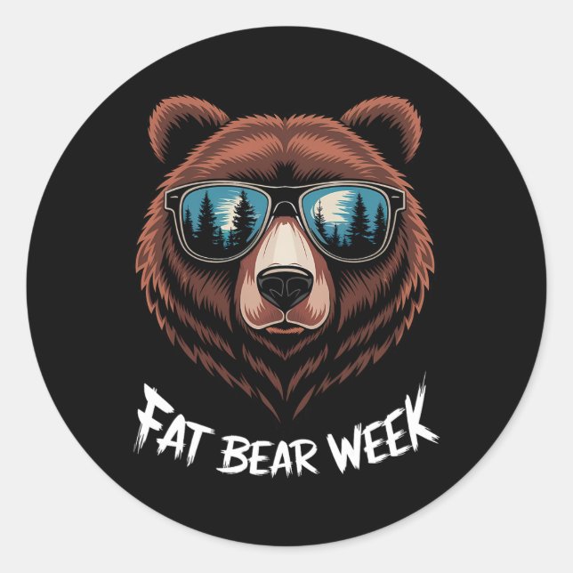 Fat Bear Week Retro Bear Sungles Nature Lovers  Classic Round Sticker (Front)