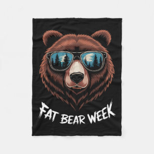 Fat Bear Week Retro Bear Sungles Nature Lovers  Fleece Blanket