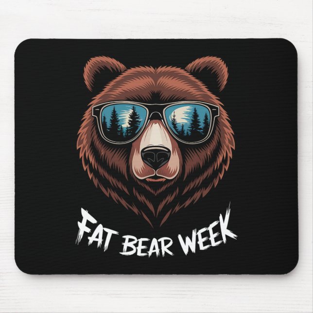 Fat Bear Week Retro Bear Sungles Nature Lovers  Mouse Pad (Front)