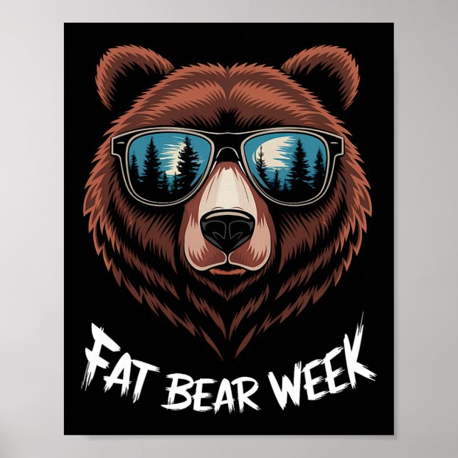 Fat Bear Week Retro Bear Sungles Nature Lovers  Poster (Front)