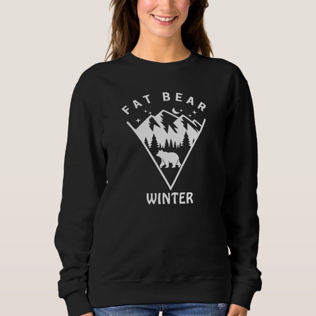 Fat Bear Winter & Mountains, Woodland, Funny Sweatshirt (Front)