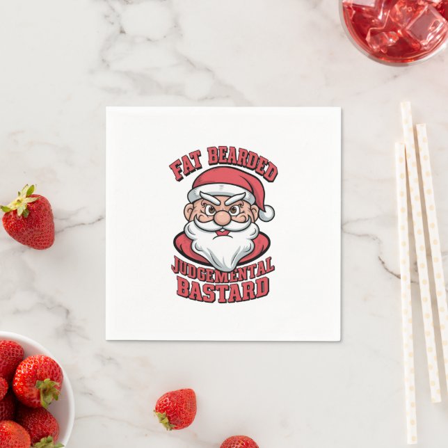 Fat Bearded Judgemental Bastard Hilarious Santa  Napkins (Insitu)