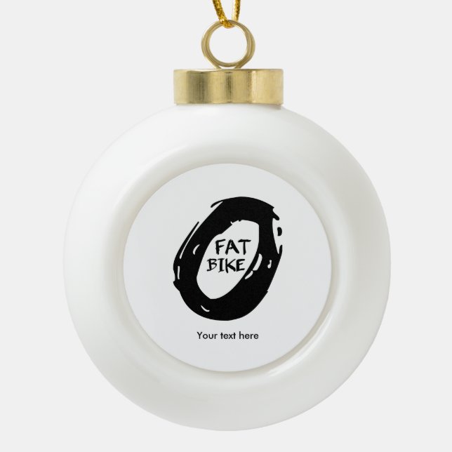 Fat Bike Ceramic Ball Christmas Ornament (Front)