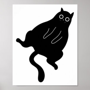 Fat Black Cat Sticker Sticker Poster