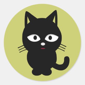 Fat Black Kitten Classic Round Sticker