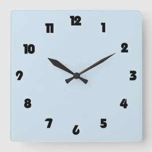 Fat Black Numbers On Blue wccn Square Wall Clock