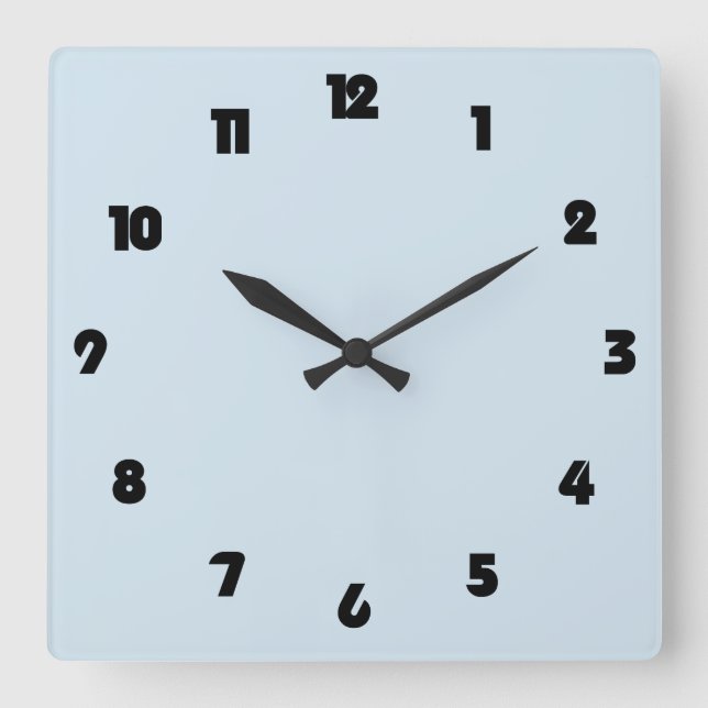 Fat Black Numbers On Blue wccnt Square Wall Clock (Front)