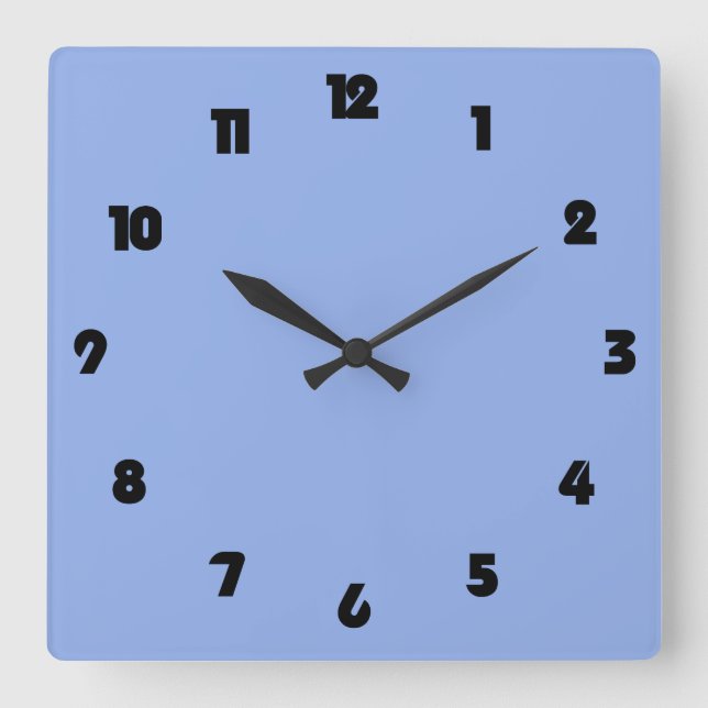Fat Black Numbers On Blue wccnt Square Wall Clock (Front)